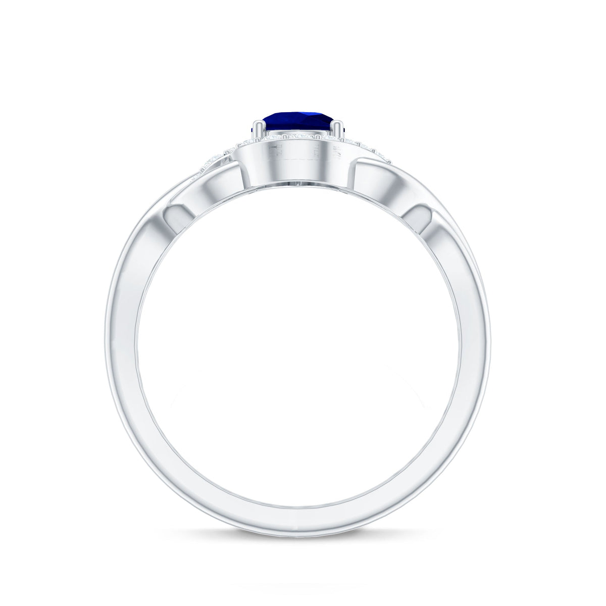 Certified 1.6 Carat Lab Grown Blue Sapphire Diamond Teardrop Engagement Ring with Crossover Shank