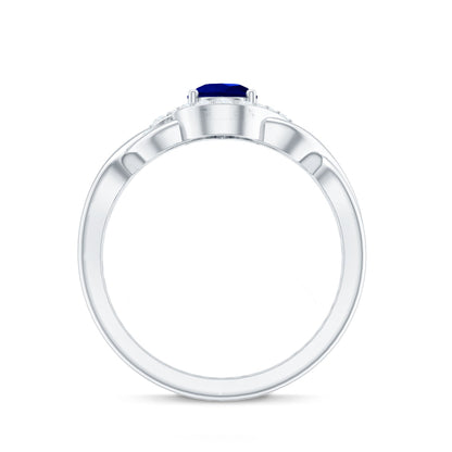 Certified 1.6 Carat Lab Grown Blue Sapphire Diamond Teardrop Engagement Ring with Crossover Shank