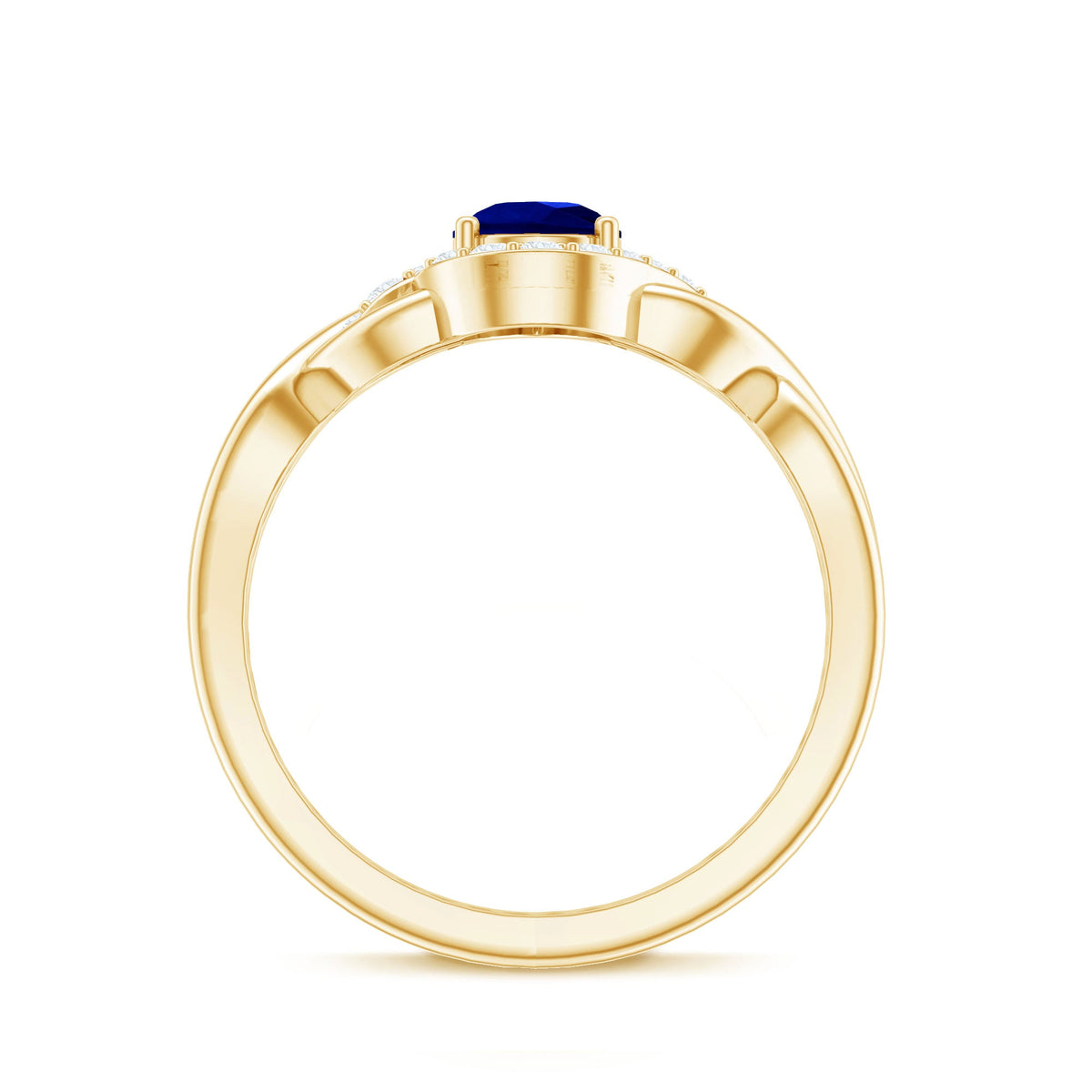 Certified 1.6 Carat Lab Grown Blue Sapphire Diamond Teardrop Engagement Ring with Crossover Shank