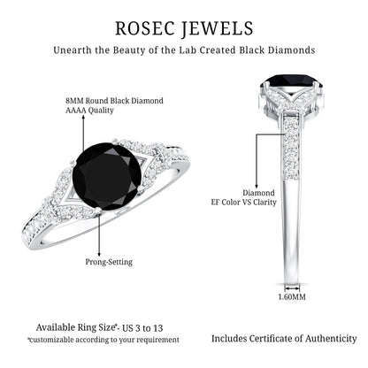 Lab Grown Black Diamond Solitaire Engagement Ring