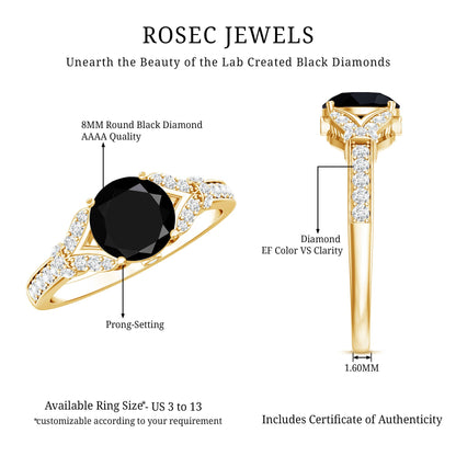 Lab Grown Black Diamond Solitaire Engagement Ring