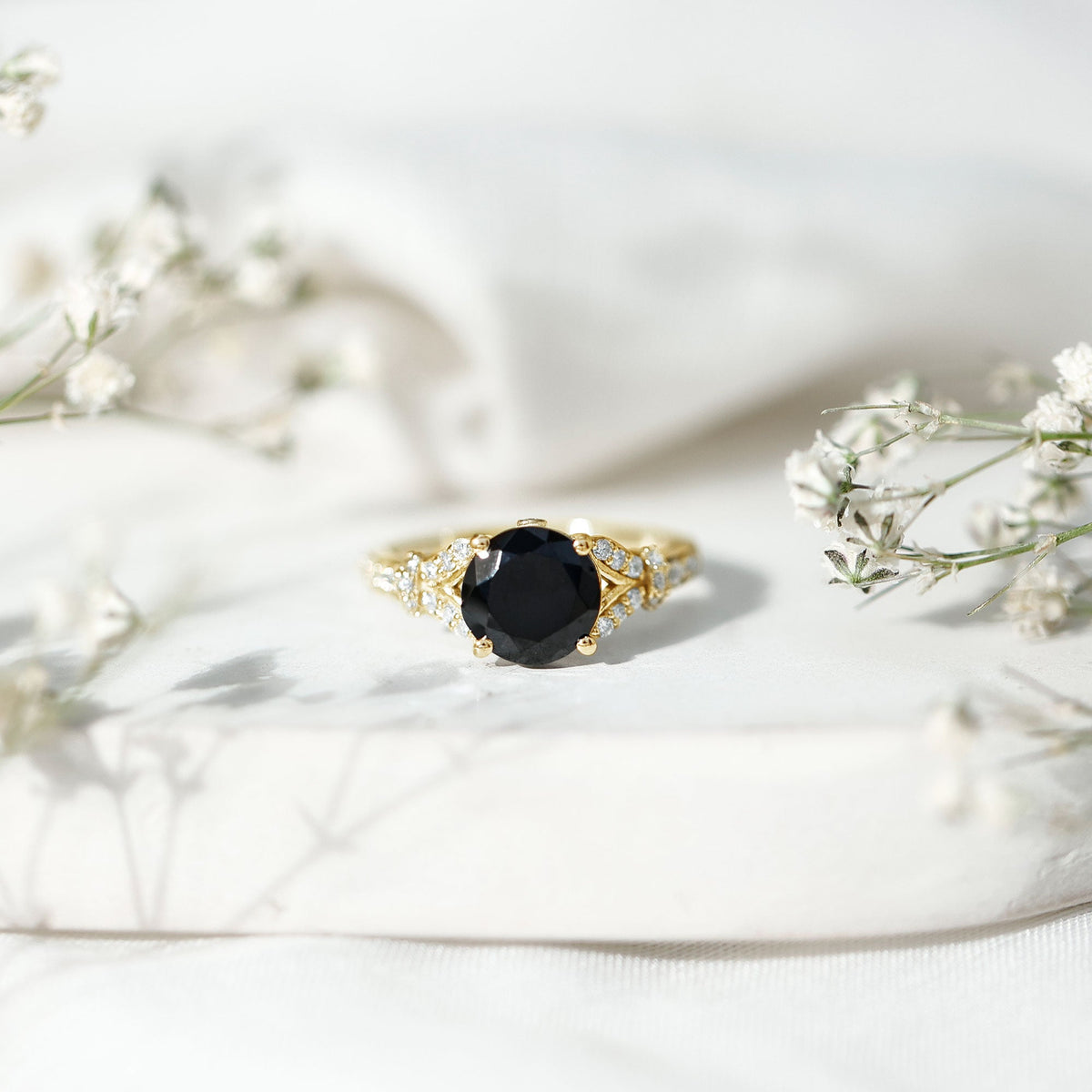 Lab Grown Black Diamond Solitaire Engagement Ring