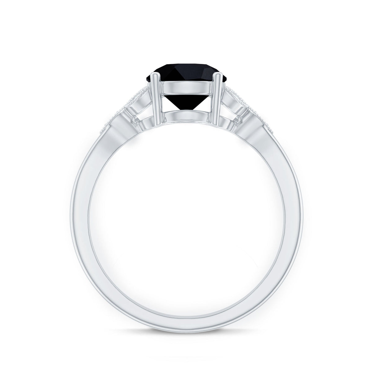 Certified 2 Carat Lab Grown Black Diamond Solitaire Engagement Ring with White Diamond