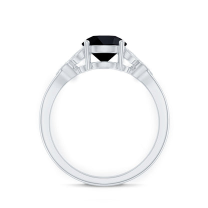 Certified 2 Carat Lab Grown Black Diamond Solitaire Engagement Ring with White Diamond