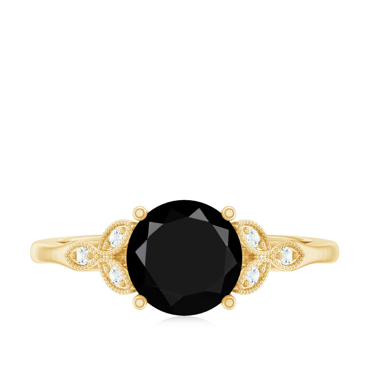 Certified 2 Carat Lab Grown Black Diamond Solitaire Engagement Ring with White Diamond