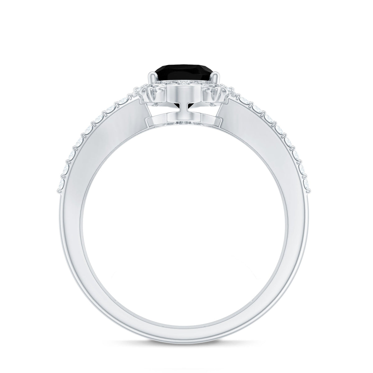 Vintage Style 1.9 Carat Lab Grown Black Diamond Oval Engagement Ring with Diamond Halo