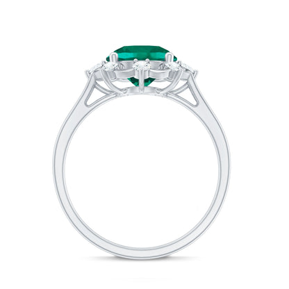 Lab Grown Emerald Designer Flower Engagement Ring