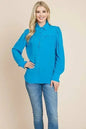 Collared Long Sleeve Pleated Detail Blouse Tops | Femstylo