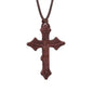 INRI red and black wood cross necklace rope chain religious