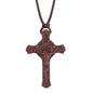 INRI red and black wood cross necklace rope chain religious