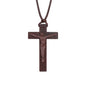 INRI red and black wood cross necklace rope chain religious