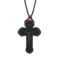 INRI red and black wood cross necklace rope chain religious