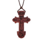 INRI red and black wood cross necklace rope chain religious