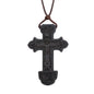 INRI red and black wood cross necklace rope chain religious