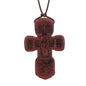 INRI red and black wood cross necklace rope chain religious
