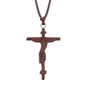 INRI red and black wood cross necklace rope chain religious