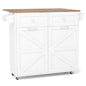 Rolling Kitchen Island with Trash Can Cabinet and Rubber Universal Wheels
