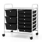 9-Drawer Rolling Storage Cart with Colorful Drawers and Metal Frame