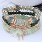 DIEZI Korean Trendy Multicolor Green Crystal Beads Rope Bracelets Women Girls Elastic Tassel Wrap Bracelet Pulseira Feminina