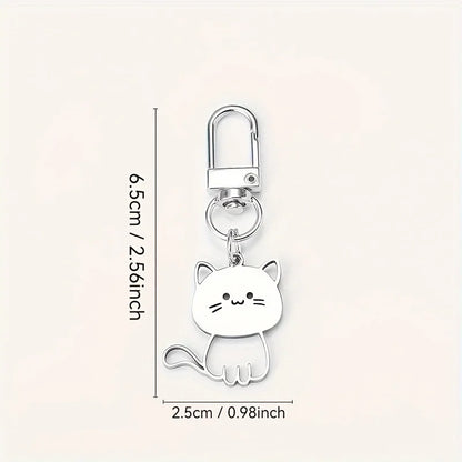 Stainless Steel Lovely Cat Keychain Couple Lover Animal Matching Keyring Cat Eating Fish Pendants Valentine's Day Gifts 2025 New