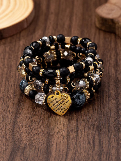 WG Bracelet Stackable Bead Bracelets Ladies Mens Stretch Multilayer Bracelet Set Multicolor Jewelry Earrings Bracelet Set
