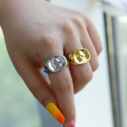 Irregular Rings For Women Gold Color Stainless Steel Geometric Ring Fashion Simple Party Christmas Party Jewelry Gift Femme
