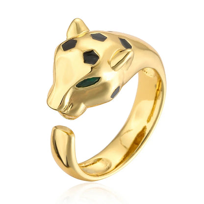 NEWBUY High Quality Fashion Statement Big Animal Ring For Women Girl Party Jewelry Gold Color Zircon Leopard Open Ring Wholesale