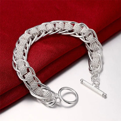 8 Inch 18K Gold Bracelet 5MM Sideways Chain Bracelet For Woman Men Fashion Wedding Engagement 925 Sterling Silver Jewelry Gifts