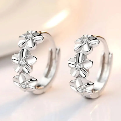 925 Sterling Silver Hoop Earrings With Sweet Flower Design Great For Everyday Wear Holidays And Gifts Vintage Bohemian Style