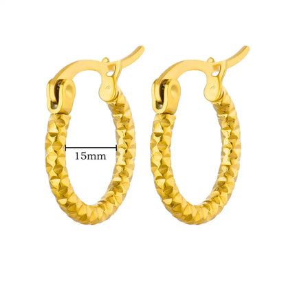 Vintage Round Stainless Steel Hoop Earrings For Women Gold Plated Earring 2023 Trending Statement Ear Jewelry Christmas Gift