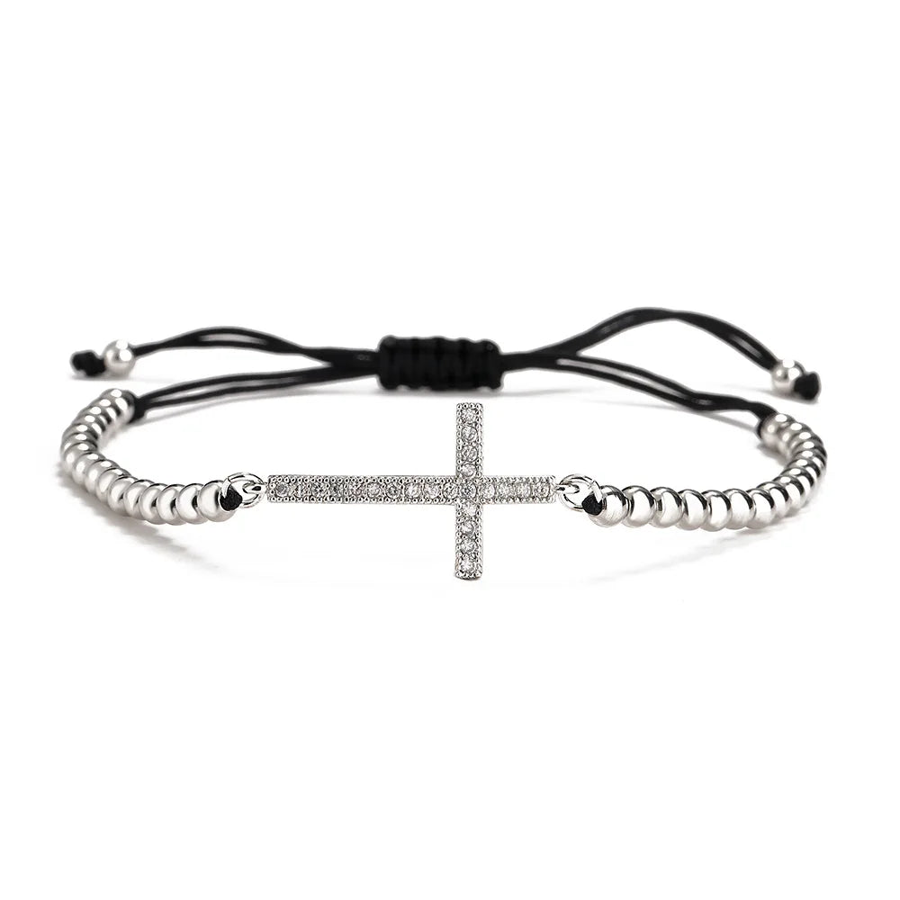 NEWBUY Classic AAA+ Cubic Zirconia Cross Charm Bracelets For Women Adjustable Copper Chain Bracelet & Bangle Dropship Jewelry