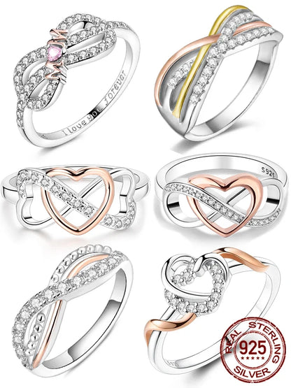 925 Sterling Silver Rose Gold Plated Infinity Heart Ring | Eternal Love Jewelry Gift for Mom