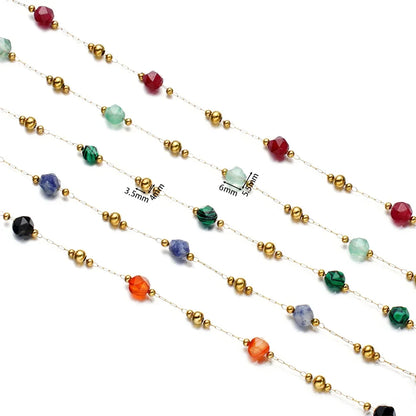 1Meter/Lot Mixed Stainless Steel Irregular Stone Beads Chains for Handmade DIY Necklace Bracelets Jewelry Making Accessories