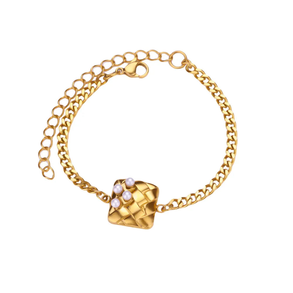 Stainless Steel Heart Bracelets For Women Gold Color Geometric Heart Bracelet Fashion Wedding Waterproof Jewelry Gift