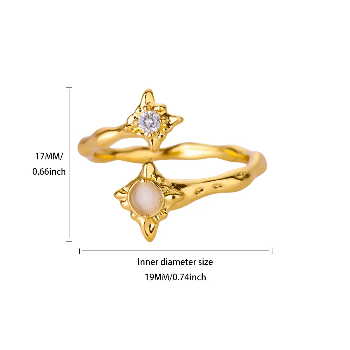 Zircon Flower Rings For Women Gold Color Double Flower Adjustable Stainless Steel Ring Wedding Party Christmas Jewelry Gift