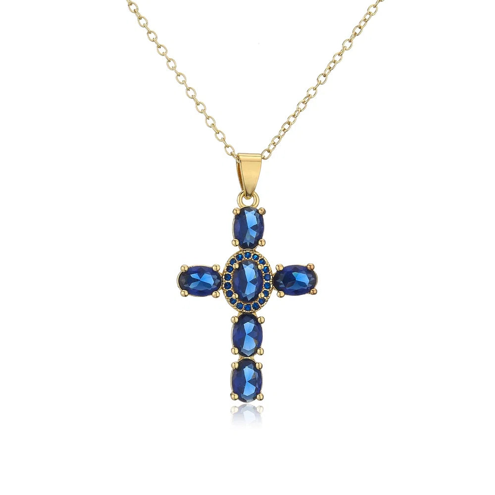 NEWBUY Classic Design Cross Pendant Necklace For Women 2026 Hot Sale Luxury AAA Cubic Zirconia Crystal Christian Jewelry Gift
