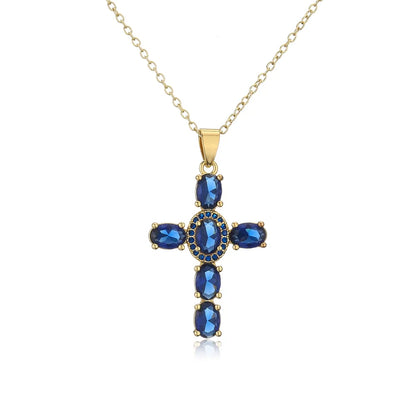 NEWBUY Classic Design Cross Pendant Necklace For Women 2026 Hot Sale Luxury AAA Cubic Zirconia Crystal Christian Jewelry Gift