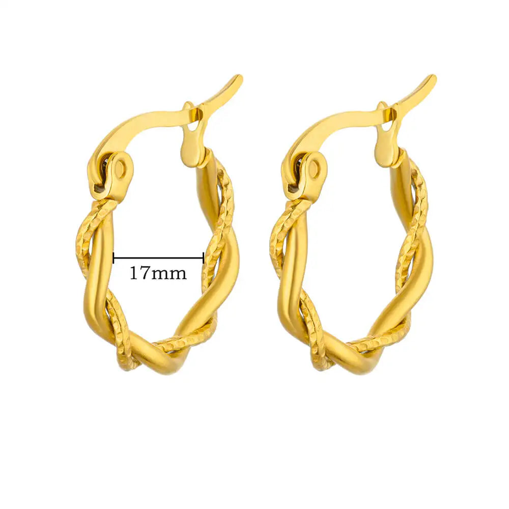 Chunky Drop Hoop Earrings for Women Stainless Steel Gold Color Piercing Earring 2024 Trend New In Trend Jewelry aretes mujer