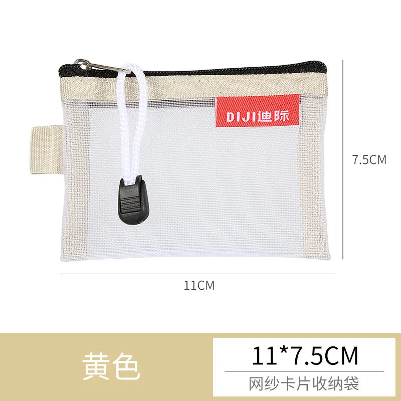 Mini Transparent Mesh Zipper Card Storage Bag | Portable Nylon Coin Purse