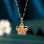 1pc Stainless Steel 5-Petal Flower Necklace With Rotating Pendant For Women Valentines Mom Mother Mother's Day Gift