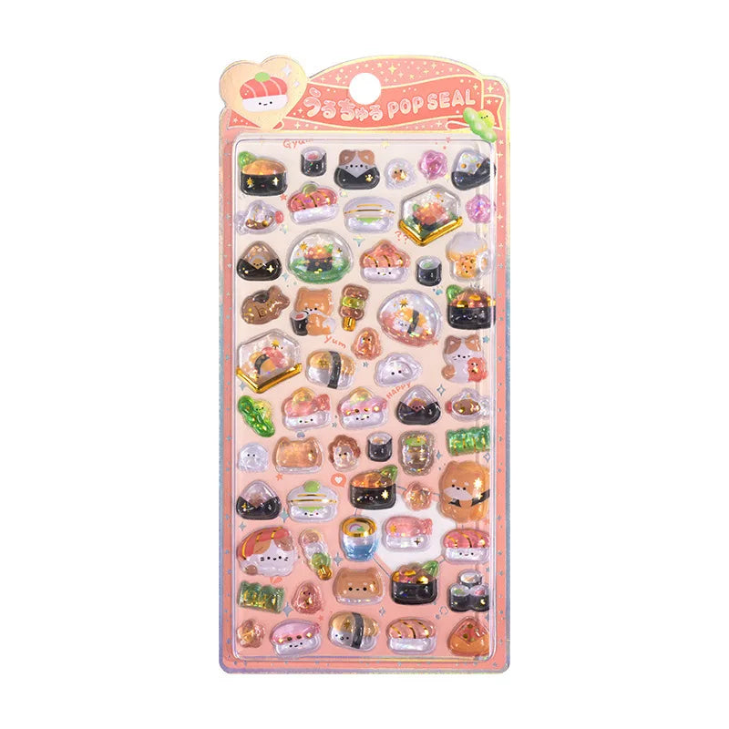 Japanese Anime Food Stamping Seal Fun | 3D Crystal Diamond Sticker Set for Kids