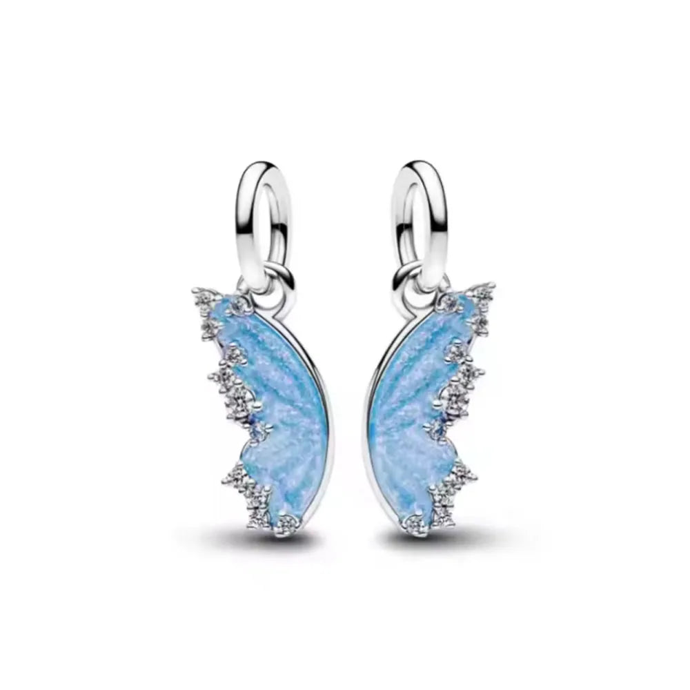 European New 925 Silver Butterfly Flower Stud Earrings, Fit Women's Festival Exquisite Charm Jewelry Gifts