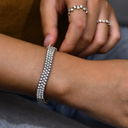 MINTYBOX S925 Sterling Silver All Moissanite Tennis Bracelet for Women D VVS1 Diamond Gold Plated Luxury Wedding Fine Jewelry