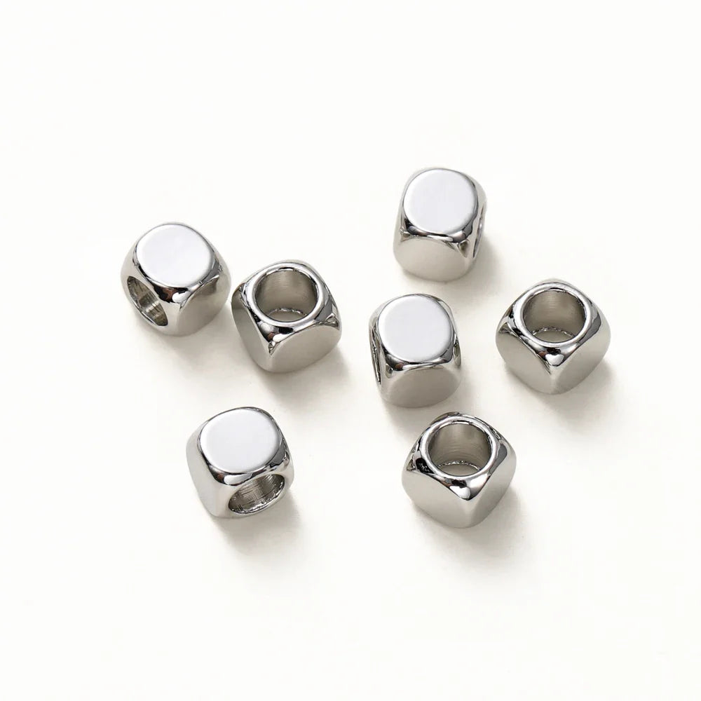 50pcs/lot 14K 18K Gold Brass Cube Square Spacer Beads Loose Charm Bead for DIY Bracelets Necklace Jewelry Making Accessories