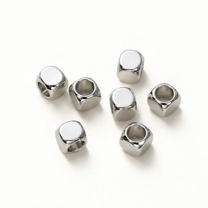 50pcs/lot 14K 18K Gold Brass Cube Square Spacer Beads Loose Charm Bead for DIY Bracelets Necklace Jewelry Making Accessories