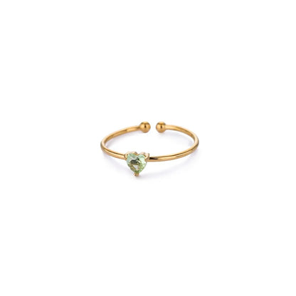 Fashion Zircon Heart Birthstone Rings For Women Stainless Steel Gold Color Birthstone Ring  Aesthetic Wedding Jewelry Gift