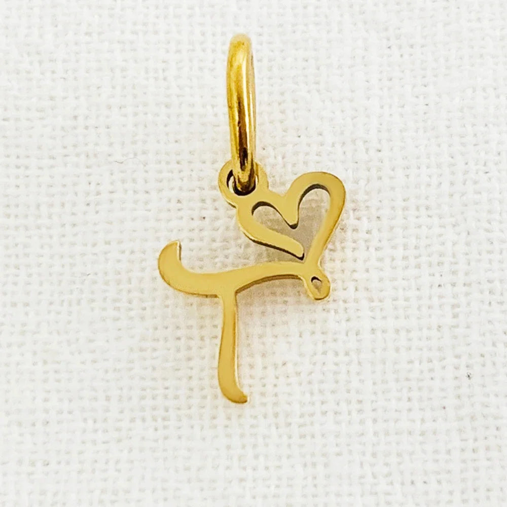 SUNIBI Heart Art Initial Alphabet Pendant DIY Name Customized Birthday Gift Stainless Steel Women Fashion Jewelry A-Z Wholesale
