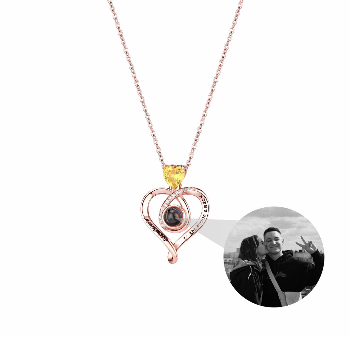 Love with customizable photosProjection Necklace Pendant Jewelry For Lover Girlfriend