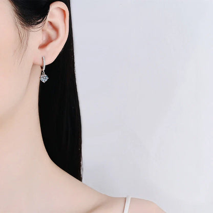 NeeTim 0.5ct 1ct S925 Sterling Silver Moissanite Drop Earrings Trendy Luxury Designer Earing for Women Gift With Certificate