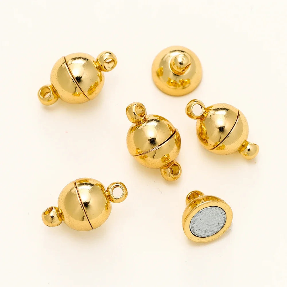 4/6pcs/pack 8*14MM 14K/18K Gold Plated Brass Magnetic Bracelet Clasp Beads for Handmade DIY Jewelry Making Accessories